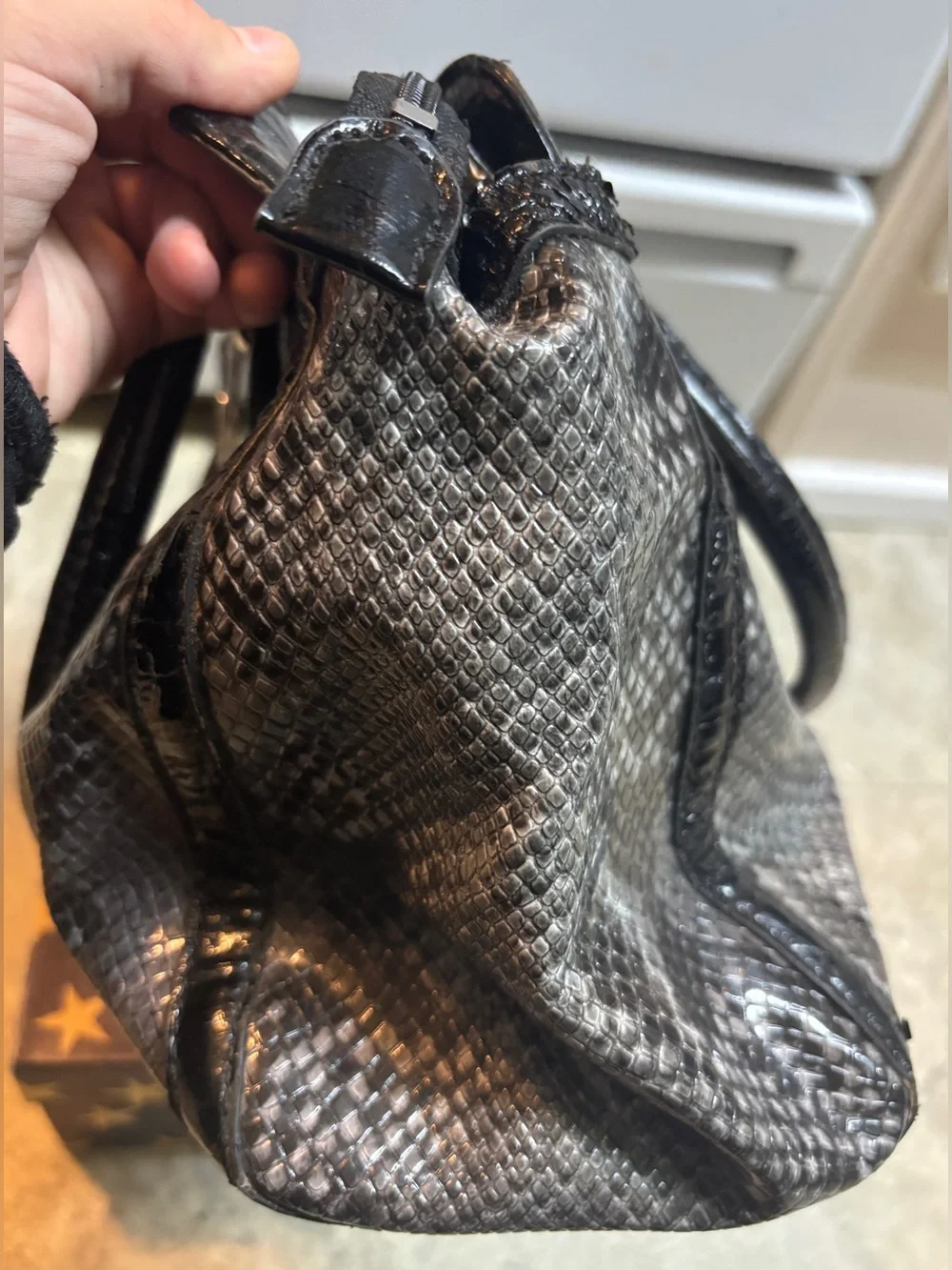 GUESS Lizy Snakeskin Handbag Faux Leather